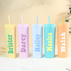 Vaso personalizado con pajita, vaso de propuesta de dama de honor, vaso delgado de acrílico de 16 oz, regalo de dama de honor, vaso de viaje de chicas