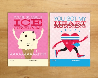 Printable valentines, Kids Valentines Cards Printable, Instant Download Valentines, Valentines for Kids Printable, Ice Cream Valentine