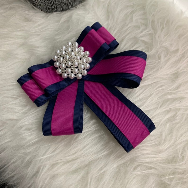 Boss Gifts - Fashion- Trendy Fuschia and Blue Pink and Blue -Gifts- Gift Ideas Bow Brooch Tie
