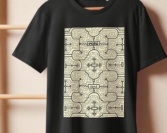 Peruvian Jungle T-Shirt, Organic Cotton Tee, Peru Art Tee, Amazon Print, Kené Pattern Shirt, Shipibo Design, Peruano Gift, Ayahuasca, Unisex
