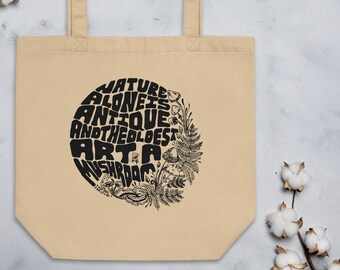 Eco Friendly Mushroom Tote Bag, Fungi World Graphic Bag, Magic Mushroom Tote, Organic Cotton Tote, Nature Lover Bag, Outdoor Graphic Tote