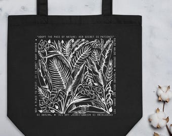 Forest ECO Tote Bag, Organic Cotton Tote, Jungle Leaves Bag, Nature Lover Bag, Plant Conscious Tote, Botanical Bag, Boho Graphic Tote Bag