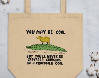 Capybara ECO Tote Bag, Funny Capybara Tote, Animal Lover Canvas Bag, Funny Graphic Tote, Nature Lover Bag, Hand-drawn Tote, Organic Eco Tote