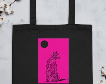 Eco Friendly Tiger Tote Bag, Pink Tiger Tote, Nature Lover Gift, Reusable Bag, Canvas Tote With Print, Minimalist Art Bag, Animal Graphic