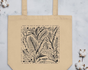 Forest ECO Tote Bag,  Organic Cotton Tote, Jungle Leaves Bag, Nature Lover Bag, Plants Tote, Botanical Bag, Boho Graphic Tote Bag