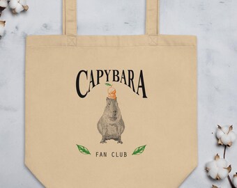 Capybara ECO Tote Bag,  Organic Cotton Tote Bag, Capybara Club Bag, Animal Lover Bag,  Graphic Tote, Nature Lover Bag, Hand-drawn Tote