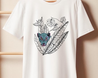 Tropical Tiger T-Shirt, Organic Cotton Tee, Wildlife T Shirt,  Bold Animal Art Gift, Nature Lover Gift, Cat Lover Gift, Boho Jungle Shirt
