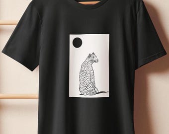 Black & White Tiger Graphic Tee, Organic Cotton T-Shirt, Animal Print Tee, Minimalist Wildlife Art Tee, Nature Inspired Apparel, Boho Tee