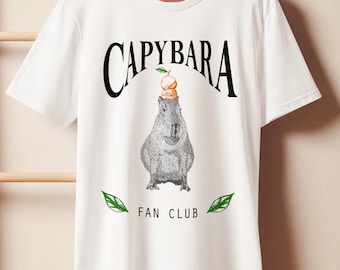Capybara ECO T-Shirt, Organic Cotton Tee, Cute Animal Shirt, Capybara Fun Club, Hand Drawn Tee, Wholesome Funny Shirt, Oranges Unisex Tee