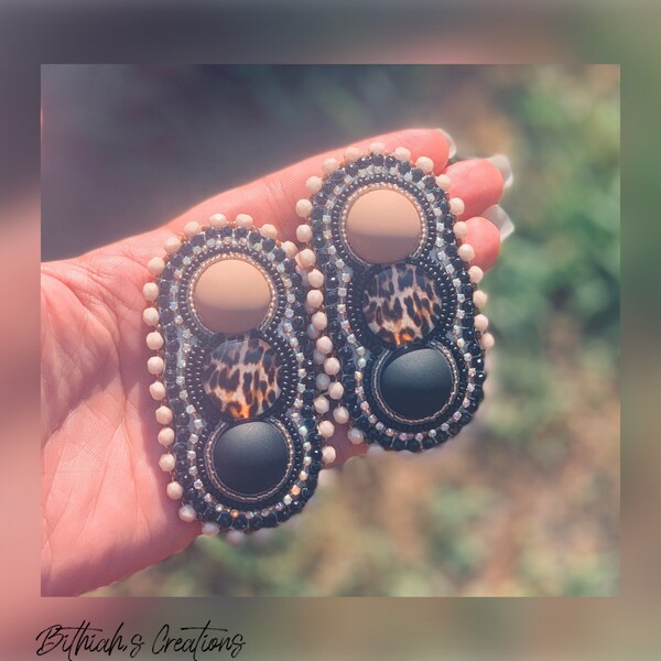 Native Ohrringe/ Perlenohrringe/ Fingernagel Post/ Indianer Perlen Ohrringe/ Schmuck/ Ohrringe/ Gepard Print Ohrringe