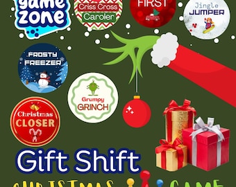 New Christmas Game for White Elephant Twist - Gift Shift: A Superpowered Twist on Dirty Santa for Holiday Fun! | Game with Festive Badges