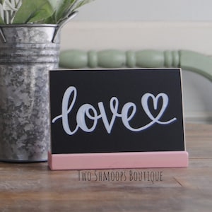 Personalized Mini Chalkboard Sign with Wooden Stand (4x6 Inches)