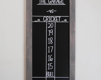Personalized Darts Scoreboard: Chalkboard Cricket Scoreboard (12x24 Inches)