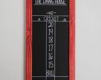 Personalized Darts Scoreboard: Chalkboard Cricket Score Keeper (12x24 Inches)