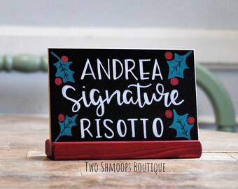 Personalized Mini Chalkboard Sign with Wooden Stand (4x6 Inches)