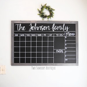 Chalkboard Calendar - Family Calendar - Personalized Wall Calendar - Rustic Chalkboard Calendar for Wall - Monthly Planner - 24x36 Inches