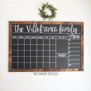 Personalized Chalkboard Calendar - Framed Wall Calendar - Chalkboard Calendar and Planner - Monthly Planner - 24x36 Inches - Made in the USA