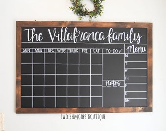Custom Chalkboard Calendar: Personalized Wooden Framed Planner (24x36 Inches)