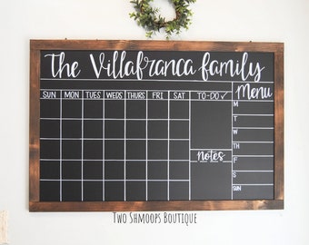 Personalized Chalkboard Calendar - Framed Wall Calendar - Chalkboard Calendar and Planner - Monthly Planner - 24x36 Inches - Made in the USA