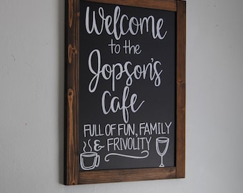 Personalized Wall Hanging Chalkboard Sign: Rustic Wood Frame (16x20 Inches)