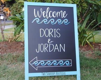 Custom Wedding Chalkboard Easel: Personalized Welcome Sign (24x36 Inches)