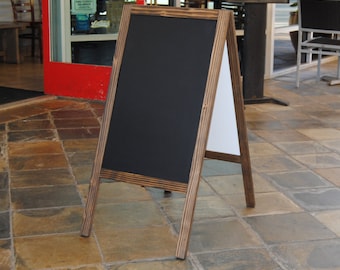 Rustic Wood Framed Sidewalk Chalkboard Sign, Double Sided A-Frame (18x36 Inches)