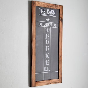 Darts Chalkboard Scoreboard - Cricket Scoreboard For Darts - Custom Personalized Darts Chalkboard Scoreboard for Game Room - 12x24 Inches