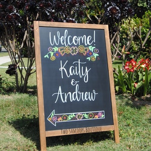 Personalized Chalkboard Easel - Sidewalk Chalkboard Sign - Wedding Welcome Sign - Custom Chalkboard Sign - 24x48 Inches