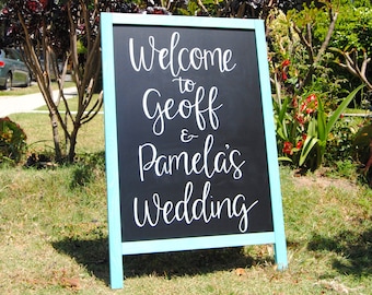 Personalized Rustic Chalkboard Sign Easel: 24x36 Sidewalk Display
