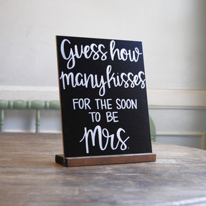 Personalized Chalkboard Sign with Wood Stand: Custom Hand Lettering (8x10 Inches)