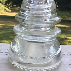 Vintage Hemingray No 42 Clear Glass Insulator Predrilled for Pendant Light