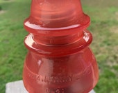Vintage Hemingray No 42 Swag STAINED Frosted Red Glass Insulator Hanging Plug-in Pendant Light