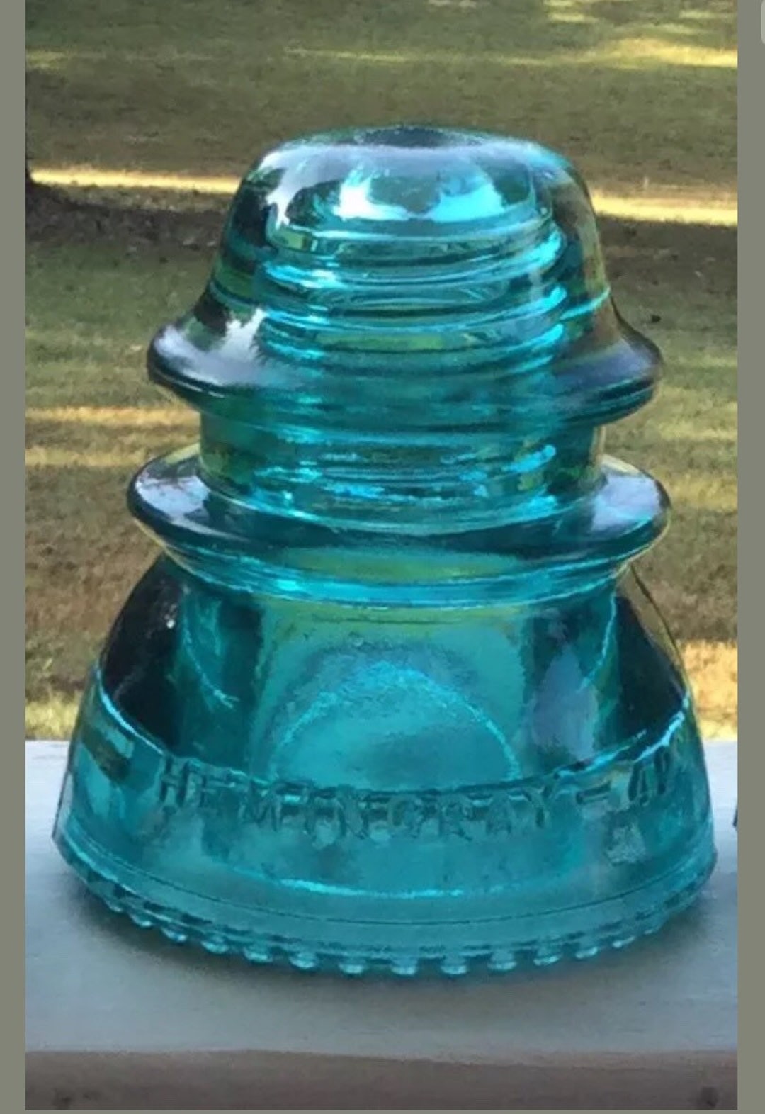 Vintage Predrilled Hemingray No 42 Original Aqua Glass Insulator