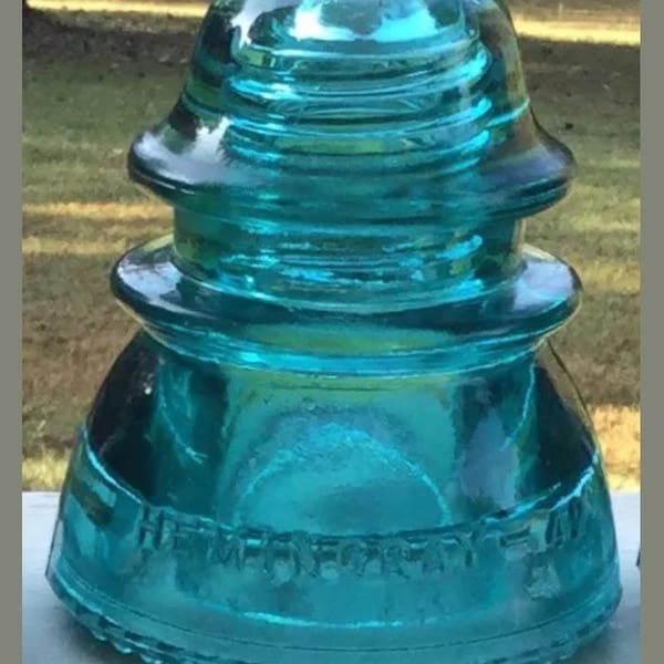 Vintage Predrilled Hemingray No 42 Aqua Glass Insulator for Pendant Lighting