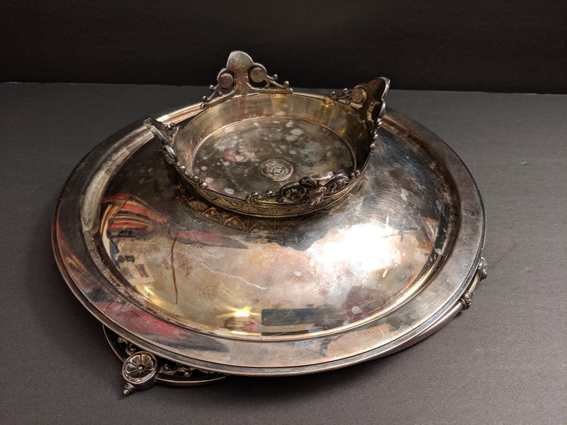 Antique James W Tufts Triple Plate Silver Bride/'s Basket #2706 with Adjustable Handle
