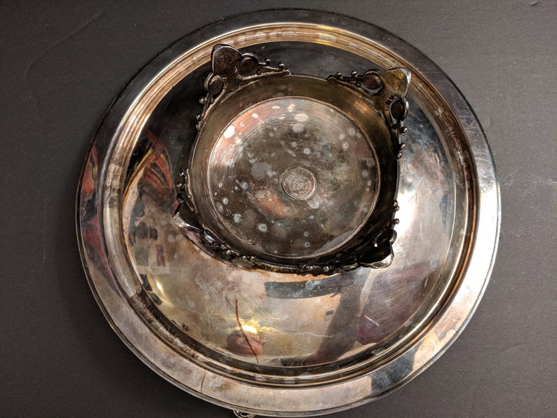Antique James W Tufts Triple Plate Silver Bride/'s Basket #2706 with Adjustable Handle