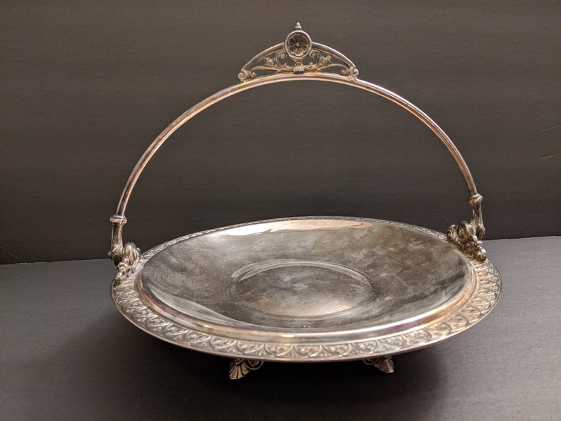 Antique James W Tufts Triple Plate Silver Bride/'s Basket #2706 with Adjustable Handle