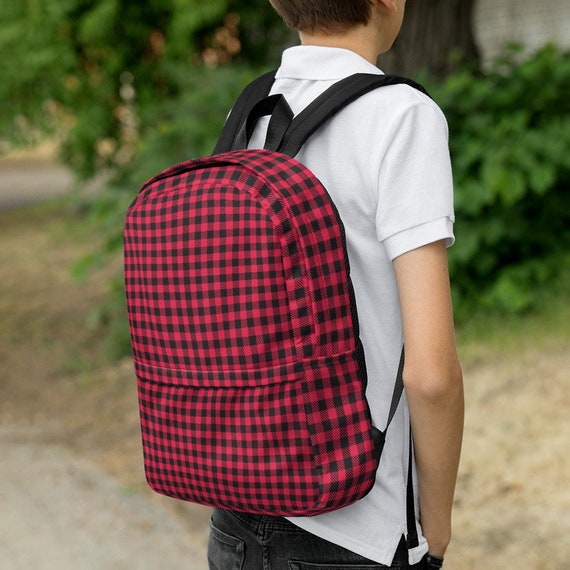 Red Plaid Backpack - Etsy