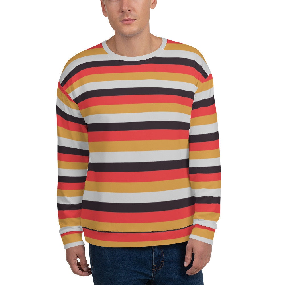 Retro Red Yellow Brown Three Stripe Pattern Men's Sweatshirt