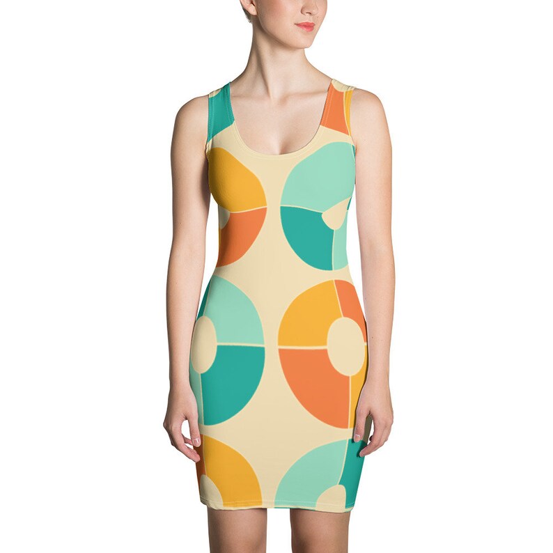 Orange and Blue Retro Vinyl Dress