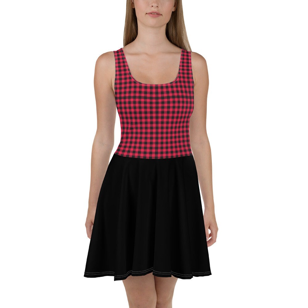 red tartan skater dress