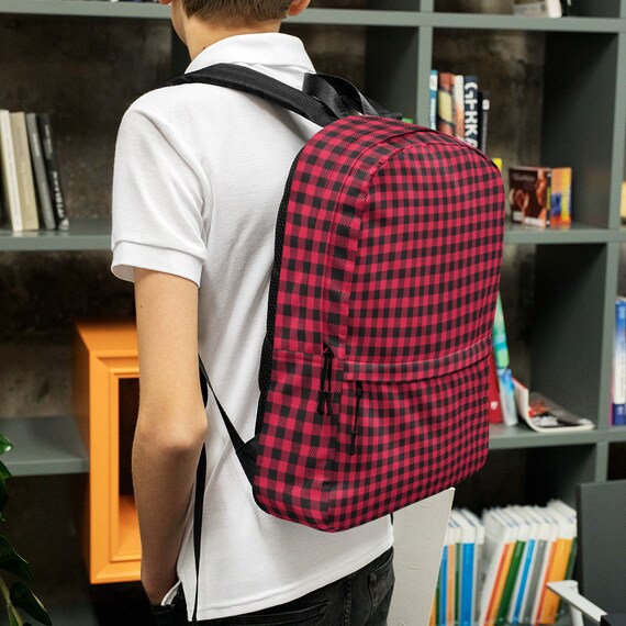 Red Plaid Backpack - Etsy