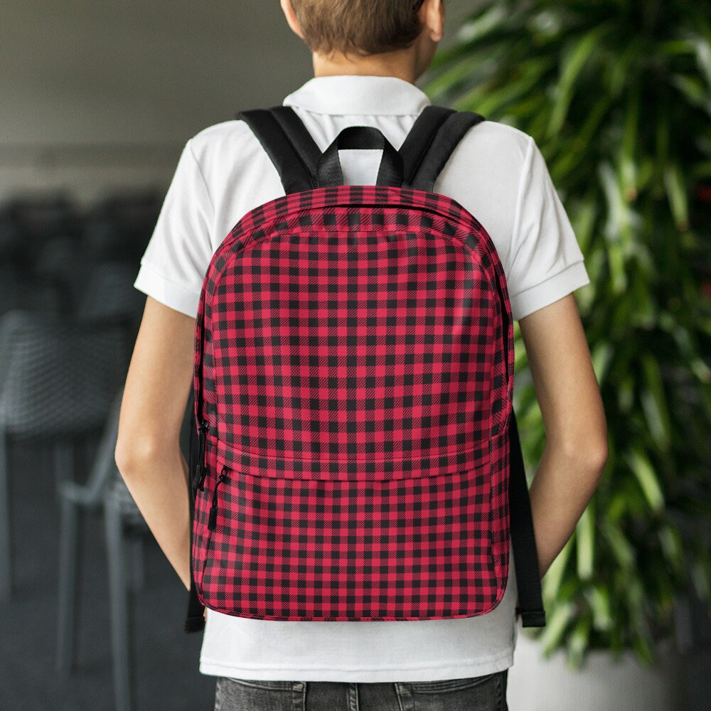 Red Plaid Backpack - Etsy