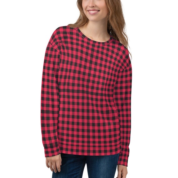 Red Plaid Women's Sweatshirt - Etsy