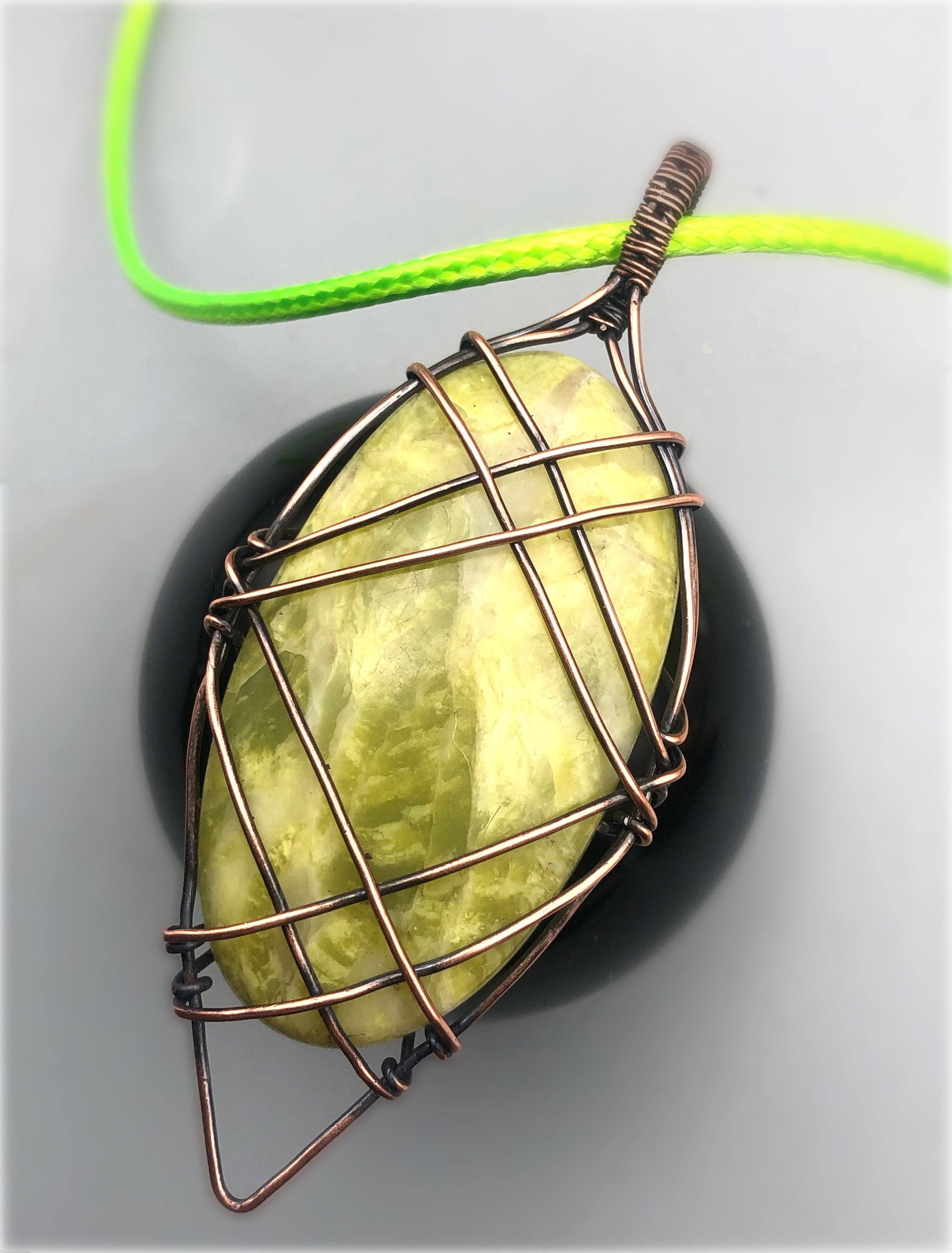 Wire wrapped serpentine copper pendant serpentine pendant Etsy