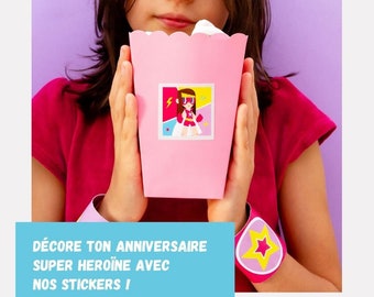 Sticker super hero fille - Déco anniversaire super girl