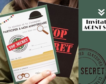 Carte anniversaire agent secret - Invitation anniversaire espion