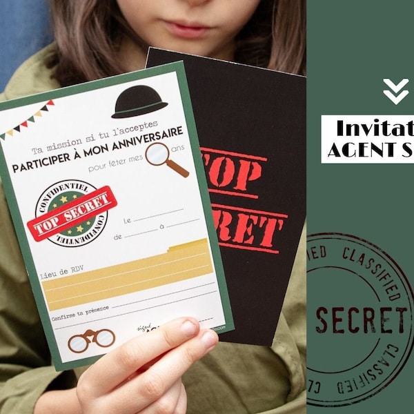 Carte anniversaire agent secret - Invitation anniversaire espion