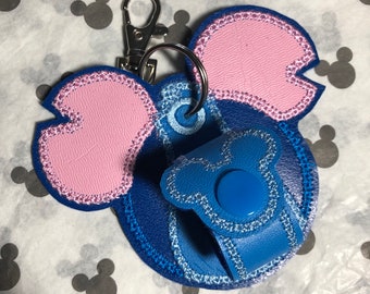 Stitch inspired blue alien ohana Mickey Minnie Mouse disney ear holder or carrier for lanyard, bag, belt.