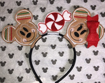 Christmas Gingerbread Mickey Minnie Mouse Ears Disney inspired